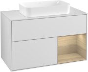 Тумба под раковину Villeroy & Boch Finion 100х50,1 см с подсветкой МДФ белый матовый лак/стекло белое матовое F251PCMT