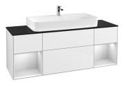 Тумба під раковину Villeroy & Boch Finion 160х50,1 см з підсвічуванням МДФ білий глянцевий лак/скло чорне матове F212MTGF