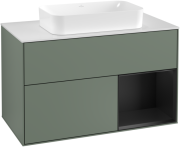 Тумба под раковину Villeroy & Boch Finion 100х50,1 см с подсветкой МДФ оливковый матовый лак/стекло белое матовое F251PDGM