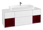 Тумба під раковину Villeroy & Boch Finion 160х50,1 см з підсвіткою МДФ білий глянцевий лак/скло біле матове F211HBGF