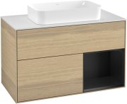 Тумба під раковину Villeroy & Boch Finion 100х50,1 см із підсвічуванням МДФ шпон дуба/скло біле матове F251PDPC