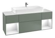 Тумба под раковину Villeroy & Boch Finion 160х50,1 см с подсветкой МДФ оливковый матовый лак/стекло белое матовое F211GFGM
