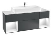 Тумба под раковину Villeroy & Boch Finion 160х50,1 см с подсветкой МДФ темно-синий матовый лак/стекло белое матовое F211GFHG