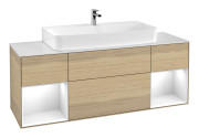 Тумба под раковину Villeroy & Boch Finion 160х50,1 см с подсветкой МДФ шпон дуба/стекло белое матовое F211GFPC
