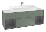 Тумба під раковину Villeroy & Boch Finion 160х50,1 см із підсвічуванням МДФ оливковий матовий лак/скло біле матове F211GKGM