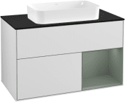 Тумба под раковину Villeroy & Boch Finion 100х50,1 см с подсветкой МДФ белый матовый лак/стекло черное матовое F252GMMT