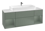 Тумба під раковину Villeroy & Boch Finion 160х50,1 см із підсвічуванням МДФ оливковий матовий лак/скло біле матове F211GMGM
