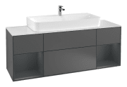Тумба під раковину Villeroy & Boch Finion 160х50,1 см з підсвічуванням антрацит матовий лак/скло біле матове F211HGGK