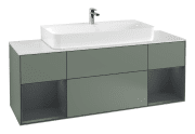 Тумба під раковину Villeroy & Boch Finion 160х50,1 см із підсвічуванням МДФ оливковий матовий лак/скло біле матове F211HGGM
