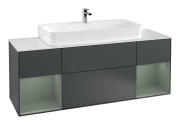 Тумба под раковину Villeroy & Boch Finion 160х50,1 см с подсветкой МДФ темно-синий матовый лак/стекло белое матовое F211GMHG