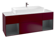 Тумба під раковину Villeroy & Boch Finion 160х50,1 см з підсвічуванням МДФ півонія матовий лак/скло біле матове F211HGHB