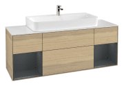 Тумба під раковину Villeroy & Boch Finion 160х50,1 см із підсвічуванням МДФ шпон дуба/скло біле матове F211HGPC