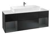 Тумба під раковину Villeroy & Boch Finion 160х50,1 см із підсвічуванням МДФ чорний матовий лак/скло біле матове F211HGPD