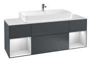 Тумба під раковину Villeroy & Boch Finion 160х50,1 см із підсвічуванням МДФ темно-синій матовий лак/скло біле матове F211MTHG
