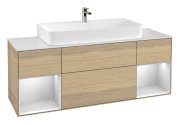 Тумба під раковину Villeroy & Boch Finion 160х50,1 см із підсвічуванням МДФ шпон дуба/скло біле матове F211MTPC