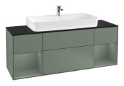 Тумба под раковину Villeroy & Boch Finion 160х50,1 см с подсветкой МДФ оливковый матовый лак/стекло черное матовое F212GMGM