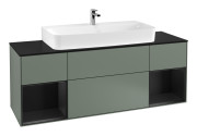 Тумба под раковину Villeroy & Boch Finion 160х50,1 см с подсветкой МДФ оливковый матовый лак/стекло черное матовое F212PDGM