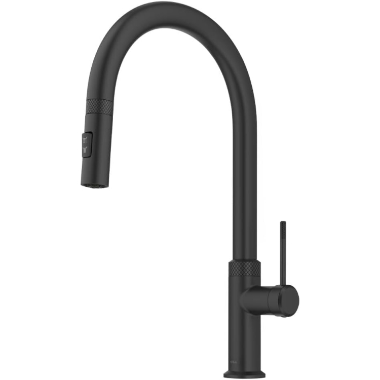 Змішувач для кухні Kraus Oletto з висувною лійкою матовий чорний KPF-2654MB
