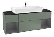 Тумба під раковину Villeroy & Boch Finion 160х50,1 см із підсвічуванням МДФ оливковий матовий лак/скло чорне матове F212GKGM
