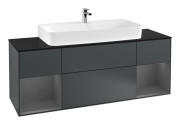 Тумба під раковину Villeroy & Boch Finion 160х50,1 см із підсвічуванням МДФ темно-синій матовий лак/скло чорне матове F212GKHG
