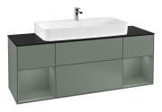 Тумба под раковину Villeroy & Boch Finion 160х50,1 см с подсветкой МДФ оливковый матовый лак/стекло черное матовое F212GMGM