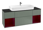Тумба под раковину Villeroy & Boch Finion 160х50,1 см с подсветкой МДФ оливковый матовый лак/стекло черное матовое F212HBGM