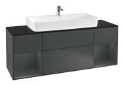 Тумба под раковину Villeroy & Boch Finion 160х50,1 см с подсветкой МДФ темно-синий матовый лак/стекло черное матовое F212HGHG