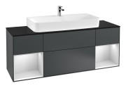 Тумба под раковину Villeroy & Boch Finion 160х50,1 см с подсветкой МДФ темно-синий матовый лак/стекло черное матовое F212MTHG