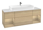 Тумба під раковину Villeroy & Boch Finion 160х50,1 см із підсвічуванням МДФ шпон дуба/скло біле матове F211PCPC