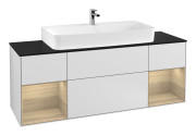 Тумба під раковину Villeroy & Boch Finion 160х50,1 см із підсвічуванням МДФ білий матовий лак/скло чорне матове F212PCMT