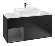 Тумба под раковину Villeroy & Boch Finion 120х50,1 см с подсветкой МДФ черный матовый лак/стекло белое матовое G161GKPD