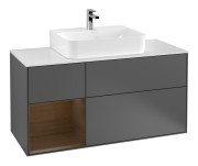 Тумба под раковину Villeroy & Boch Finion 120х50,1 см с подсветкой МДФ антрацит матовый лак/стекло белое матовое G161GNGK