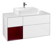 Тумба под раковину Villeroy & Boch Finion 120х50,1 см с подсветкой МДФ белый глянцевый лак/стекло белое матовое G161HBGF