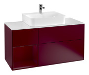 Тумба под раковину Villeroy & Boch Finion 120х50,1 см с подсветкой МДФ пион матовый лак/стекло белое матовое G161HBHB