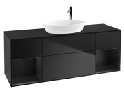 Тумба під раковину Villeroy & Boch Finion 160х50,1 см із підсвічуванням МДФ чорний матовий лак/скло чорне матове G982PDPD