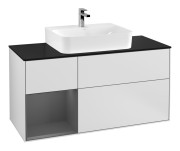 Тумба под раковину Villeroy & Boch Finion 120х50,1 см с подсветкой МДФ белый матовый лак/стекло черное матовое G162GKMT