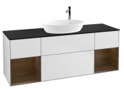 Тумба под раковину Villeroy & Boch Finion 160х50,1 см с подсветкой МДФ белый матовый лак/стекло черное матовое G982GNMT