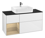 Тумба под раковину Villeroy & Boch Finion 120х50,1 см с подсветкой МДФ глянцевый белый лак/стекло черное матовое F162PCGF