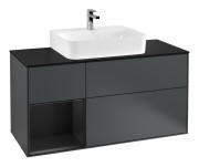 Тумба под раковину Villeroy & Boch Finion 120х50,1 см с подсветкой МДФ темно-синий матовый лак/стекло черное матовое F162PDHG