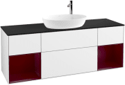 Тумба під раковину Villeroy & Boch Finion 160х50,1 см з підсвічуванням МДФ білий глянцевий лак/скло чорне матове G982HBGF