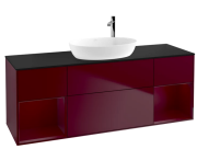 Тумба під раковину Villeroy & Boch Finion 160х50,1 см з підсвічуванням МДФ півонія матовий лак/скло чорне матове G982HBHB