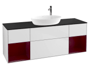 Тумба под раковину Villeroy & Boch Finion 160х50,1 см с подсветкой МДФ белый матовый лак/стекло черное матовое G982HBMT