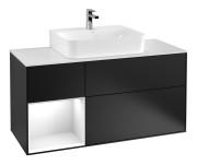 Тумба под раковину Villeroy & Boch Finion 120х50,1 см с подсветкой МДФ черный матовый лак/стекло белое матовое G161GFPD