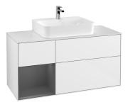 Тумба під раковину Villeroy & Boch Finion 120х50,1 см із підсвічуванням МДФ білий глянцевий лак/скло біле матове G161GKGF
