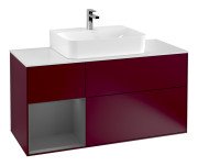 Тумба под раковину Villeroy & Boch Finion 120х50,1 см с подсветкой МДФ пион матовый лак/стекло белое матовое G161GKHB