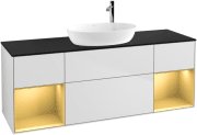 Тумба під раковину Villeroy & Boch Finion 160х50,1 см із підсвічуванням МДФ білий матовий лак/скло чорне матове G982HFMT