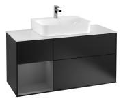 Тумба під раковину Villeroy & Boch Finion 120х50,1 см із підсвічуванням МДФ чорний матовий лак/скло біле матове G161GKPD