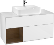 Тумба під раковину Villeroy & Boch Finion 120х50,1 см із підсвічуванням МДФ білий глянцевий лак/скло біле матове G161GNGF