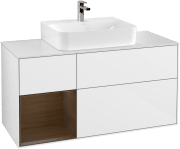 Тумба под раковину Villeroy & Boch Finion 120х50,1 см с подсветкой МДФ глянцевый белый лак/стекло белое матовое G161GNGF