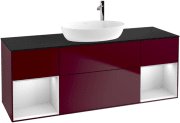 Тумба под раковину Villeroy & Boch Finion 160х50,1 см с подсветкой МДФ пион матовый лак/стекло черное матовое G982MTHB